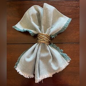 Danica Heirloom Fringe Napkin in Lagoon 18”x18”